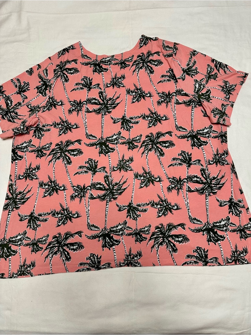 Denim & Co. Women’s Coral Palm Tree Print Top - 3X - Picture 2 of 5